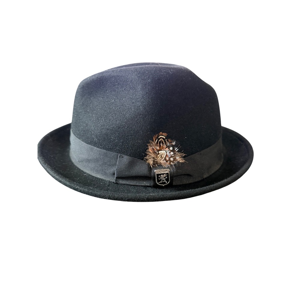 Stacy Adams Black Wool Homburg Hat Men's Size XL Godfather Dress Fedora EUC